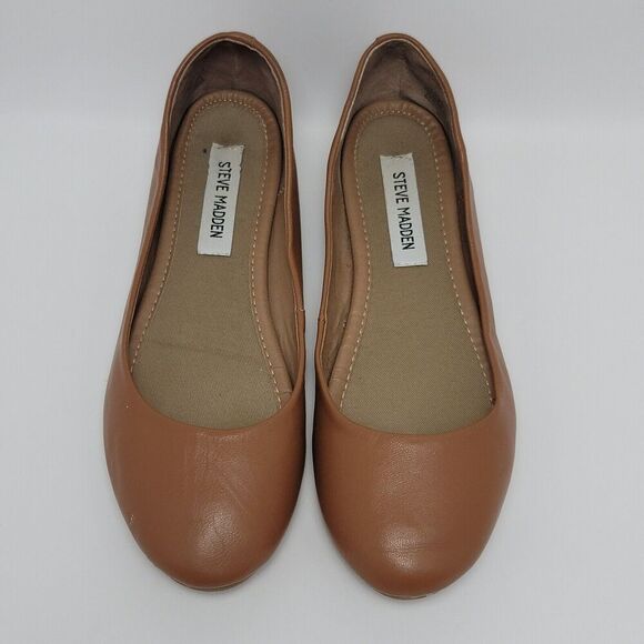 Steven Madden P-Heaven Womens Brown Solid Leather Slip On Ballet Flats Size 8.5 - Picture 5 of 11